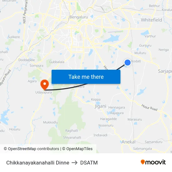Chikkanayakanahalli Dinne to DSATM map
