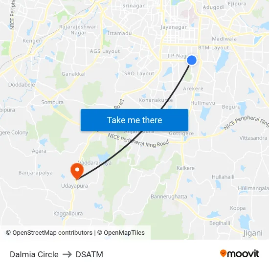 Dalmia Circle to DSATM map