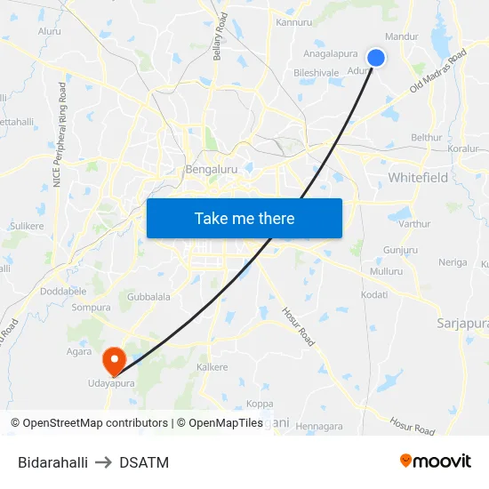 Bidarahalli to DSATM map