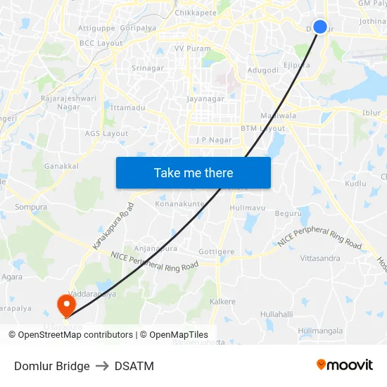 Domlur Bridge to DSATM map