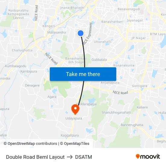 Double Road Beml Layout to DSATM map