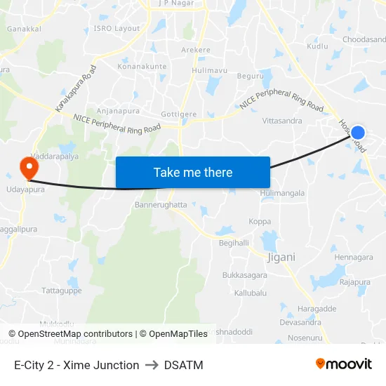 E-City 2 - Xime Junction to DSATM map