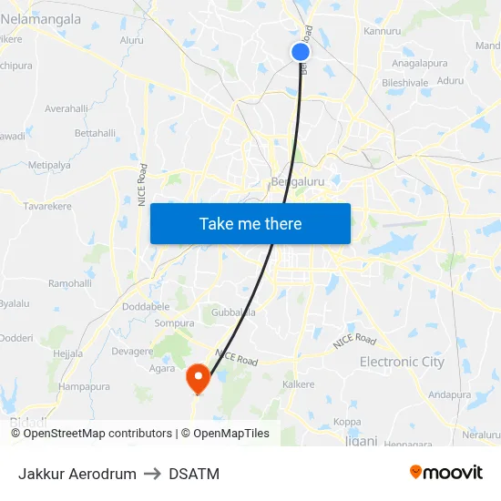 Jakkur Aerodrum to DSATM map