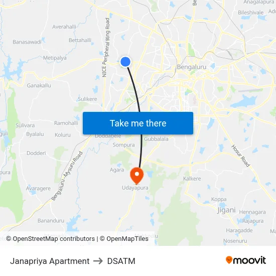 Janapriya Apartment to DSATM map