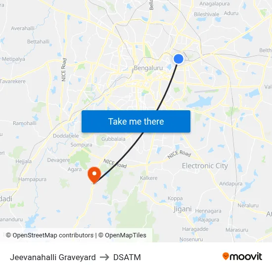 Jeevanahalli Graveyard to DSATM map