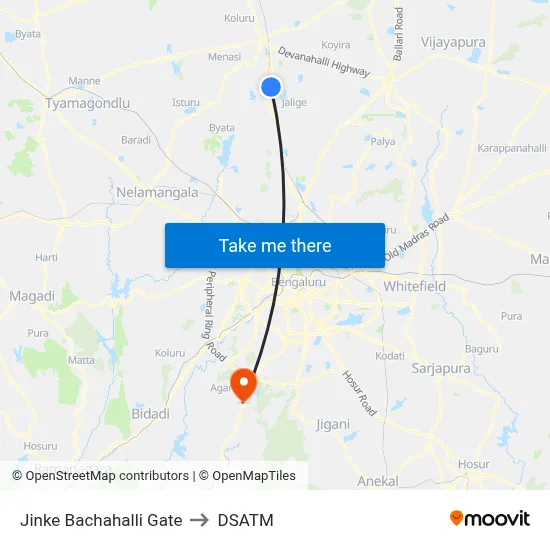 Jinke Bachahalli Gate to DSATM map