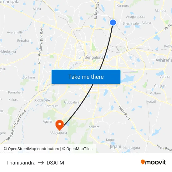 Thanisandra to DSATM map