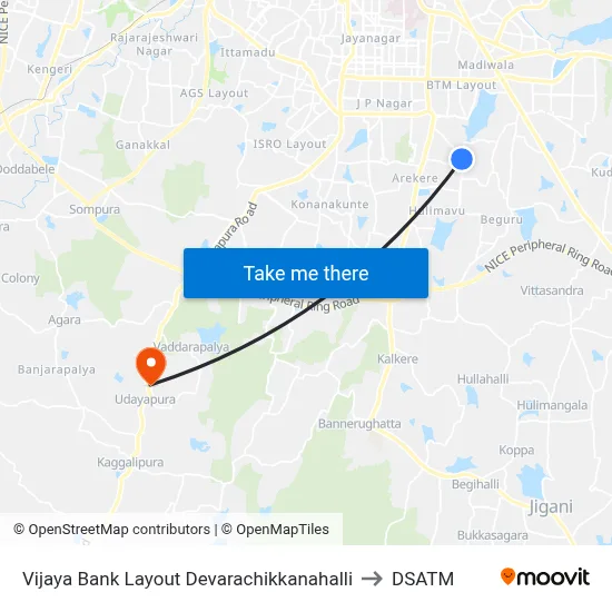 Vijaya Bank Layout Devarachikkanahalli to DSATM map