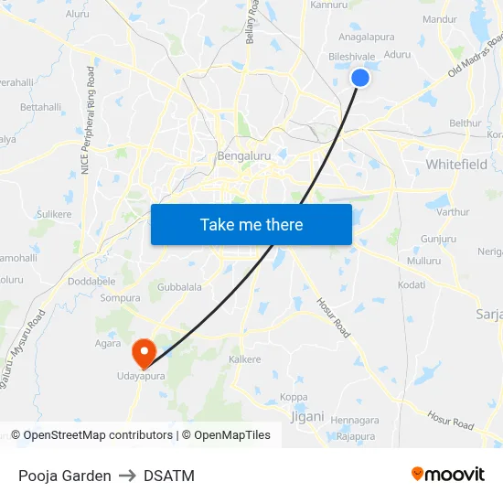 Pooja Garden to DSATM map