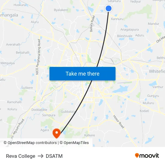 Reva College to DSATM map