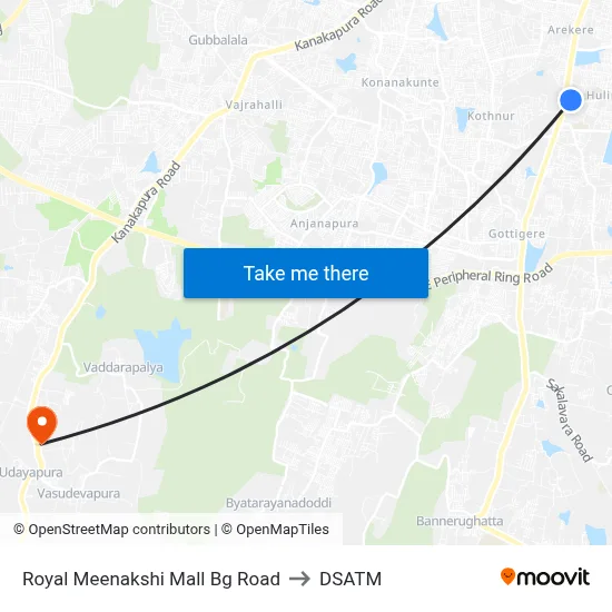 Royal Meenakshi Mall Bg Road to DSATM map