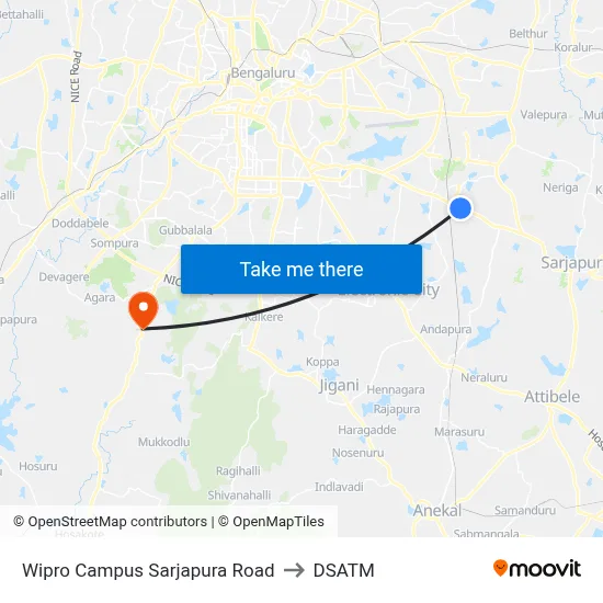 Wipro Campus Sarjapura Road to DSATM map