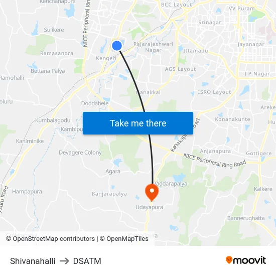 Shivanahalli to DSATM map