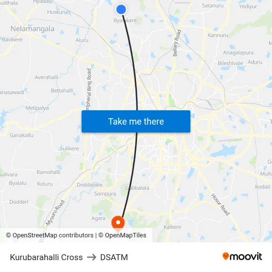 Kurubarahalli Cross to DSATM map