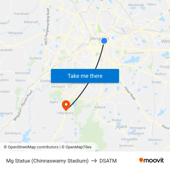 Mg Statue (Chinnaswamy Stadium) to DSATM map