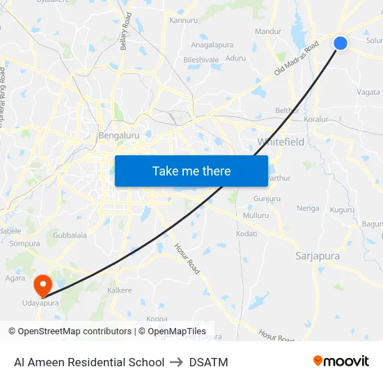 Al Ameen Residential School to DSATM map