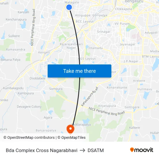 Bda Complex Cross Nagarabhavi to DSATM map