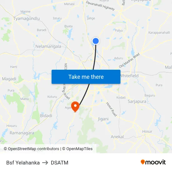 Bsf Yelahanka to DSATM map