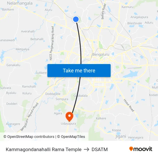 Kammagondanahalli Rama Temple to DSATM map
