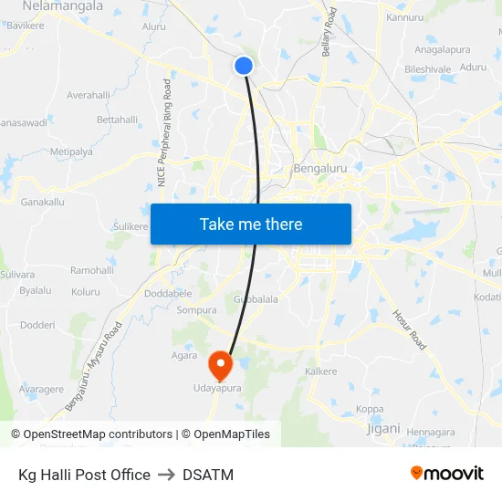 Kg Halli Post Office to DSATM map