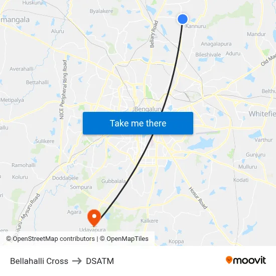 Bellahalli Cross to DSATM map