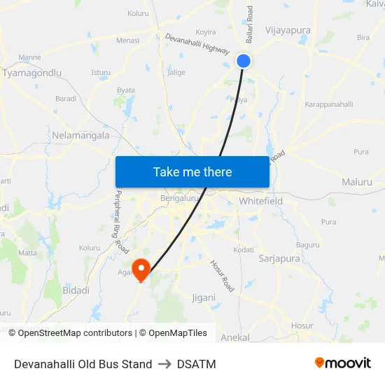 Devanahalli Old Bus Stand to DSATM map