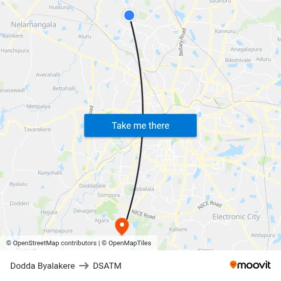 Dodda Byalakere to DSATM map