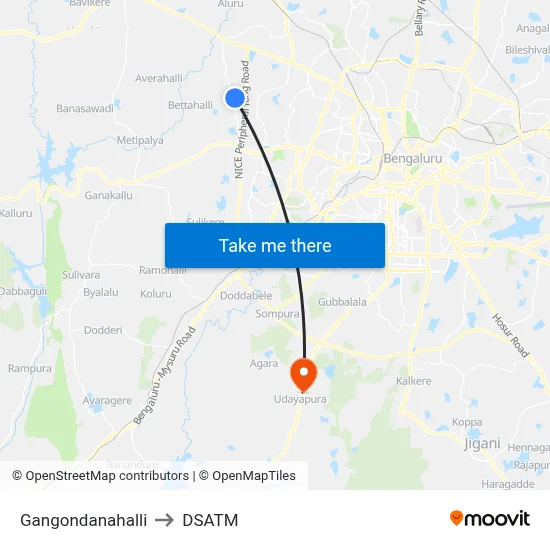 Gangondanahalli to DSATM map