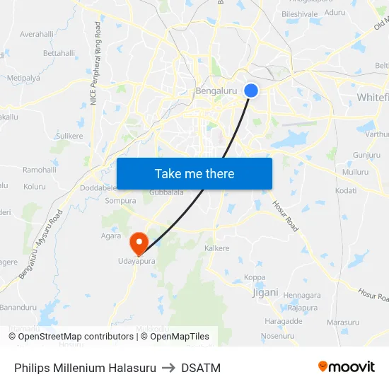Philips Millenium Halasuru to DSATM map