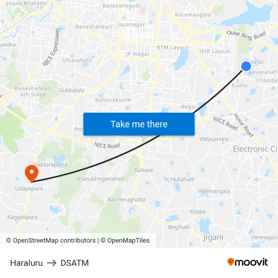 Haraluru to DSATM map