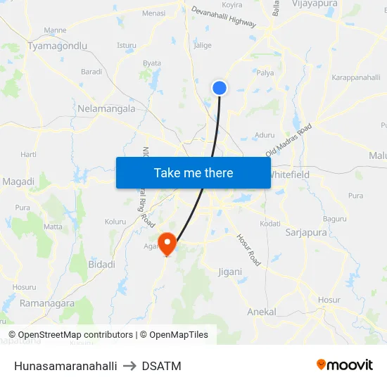 Hunasamaranahalli to DSATM map
