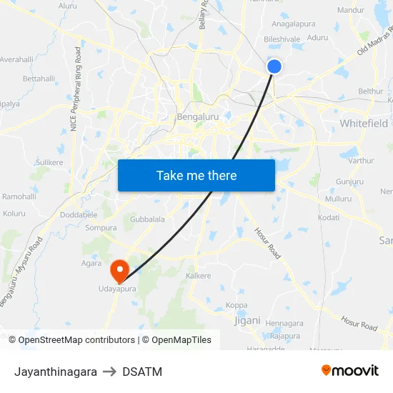 Jayanthinagara to DSATM map