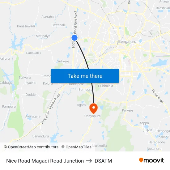 Nice Road Magadi Road Junction to DSATM map
