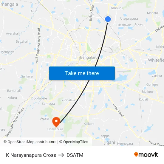 K Narayanapura Cross to DSATM map