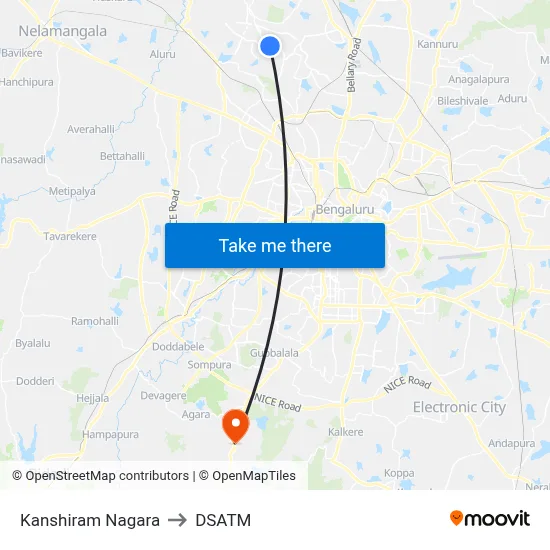 Kanshiram Nagara to DSATM map