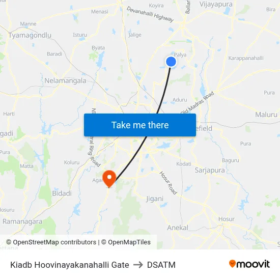 Kiadb Hoovinayakanahalli Gate to DSATM map