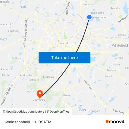 Kyalasanahalli to DSATM map