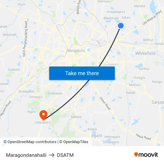 Maragondanahalli to DSATM map