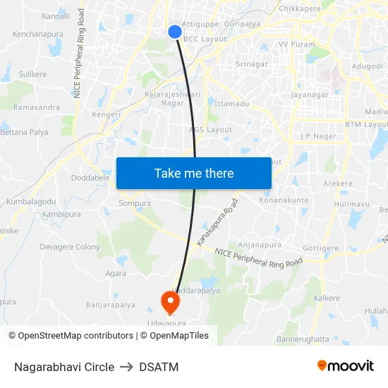 Nagarabhavi Circle to DSATM map