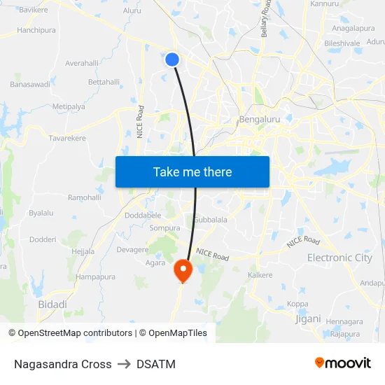 Nagasandra Cross to DSATM map