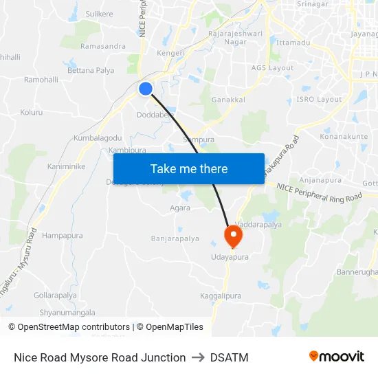 Nice Road Mysore Road Junction to DSATM map