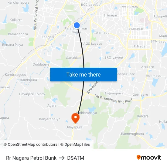 Rr Nagara Petrol Bunk to DSATM map