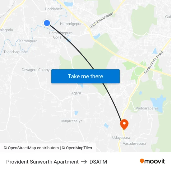 Provident Sunworth Apartment to DSATM map