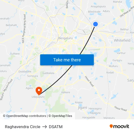 Raghavendra Circle to DSATM map