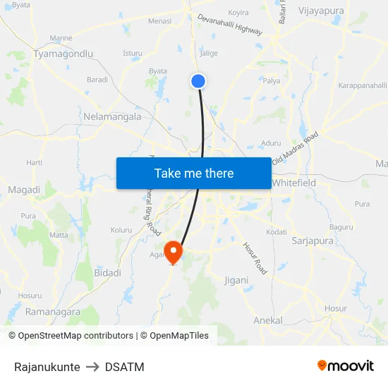 Rajanukunte to DSATM map