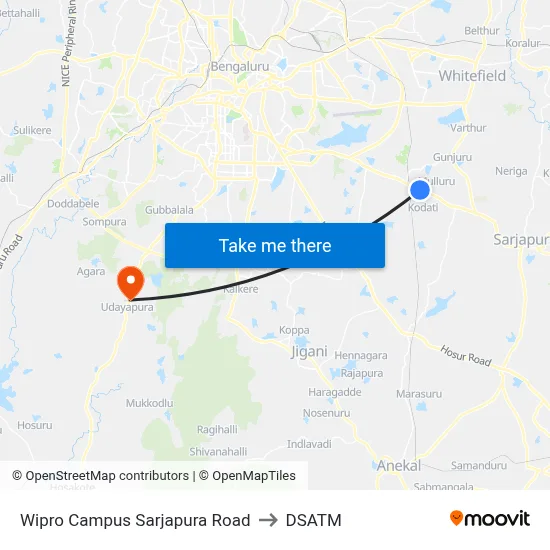 Wipro Campus Sarjapura Road to DSATM map