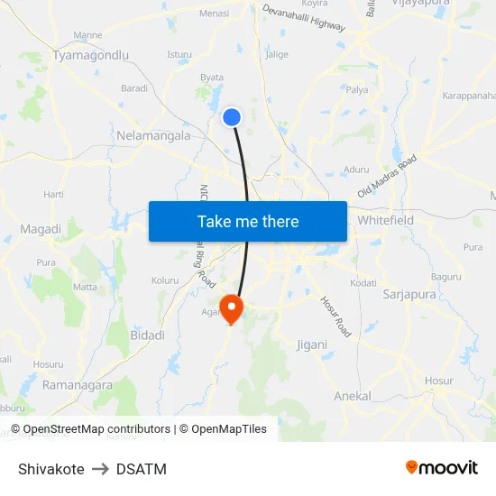 Shivakote to DSATM map