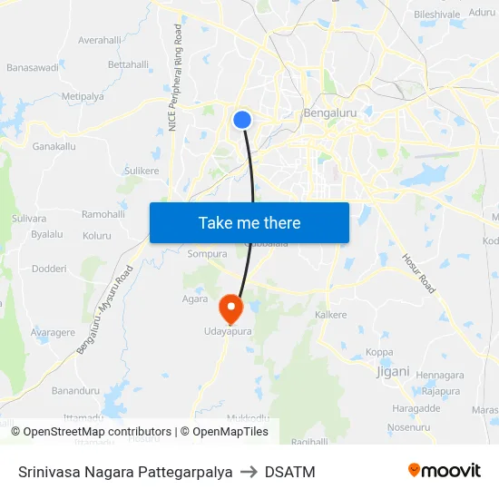 Srinivasa Nagara Pattegarpalya to DSATM map