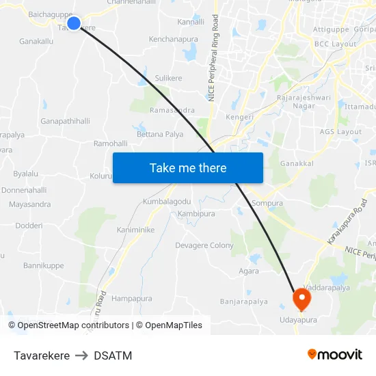 Tavarekere to DSATM map