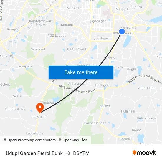 Udupi Garden Petrol Bunk to DSATM map